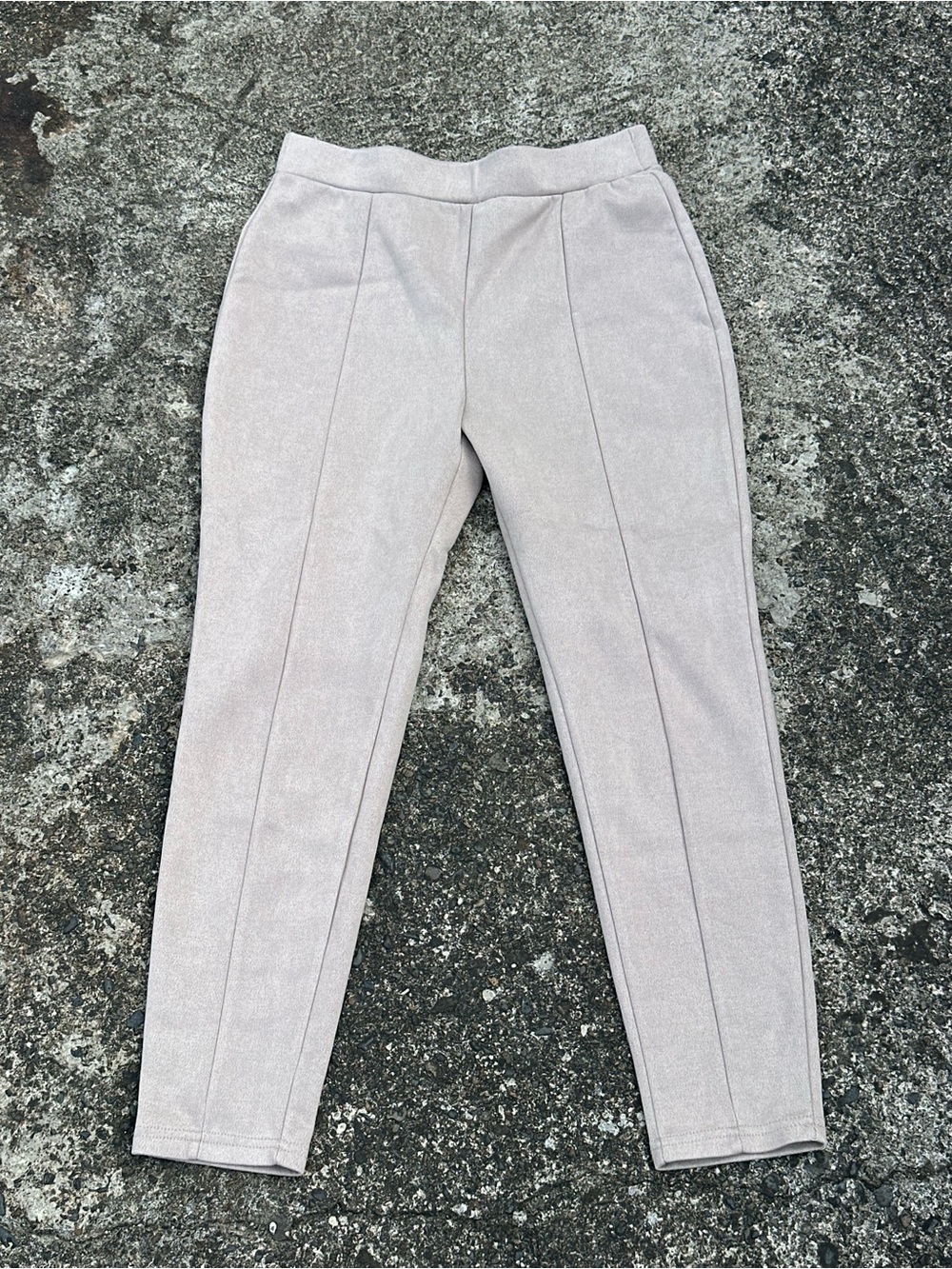 SHEIN Cream Skinny Suede Pants